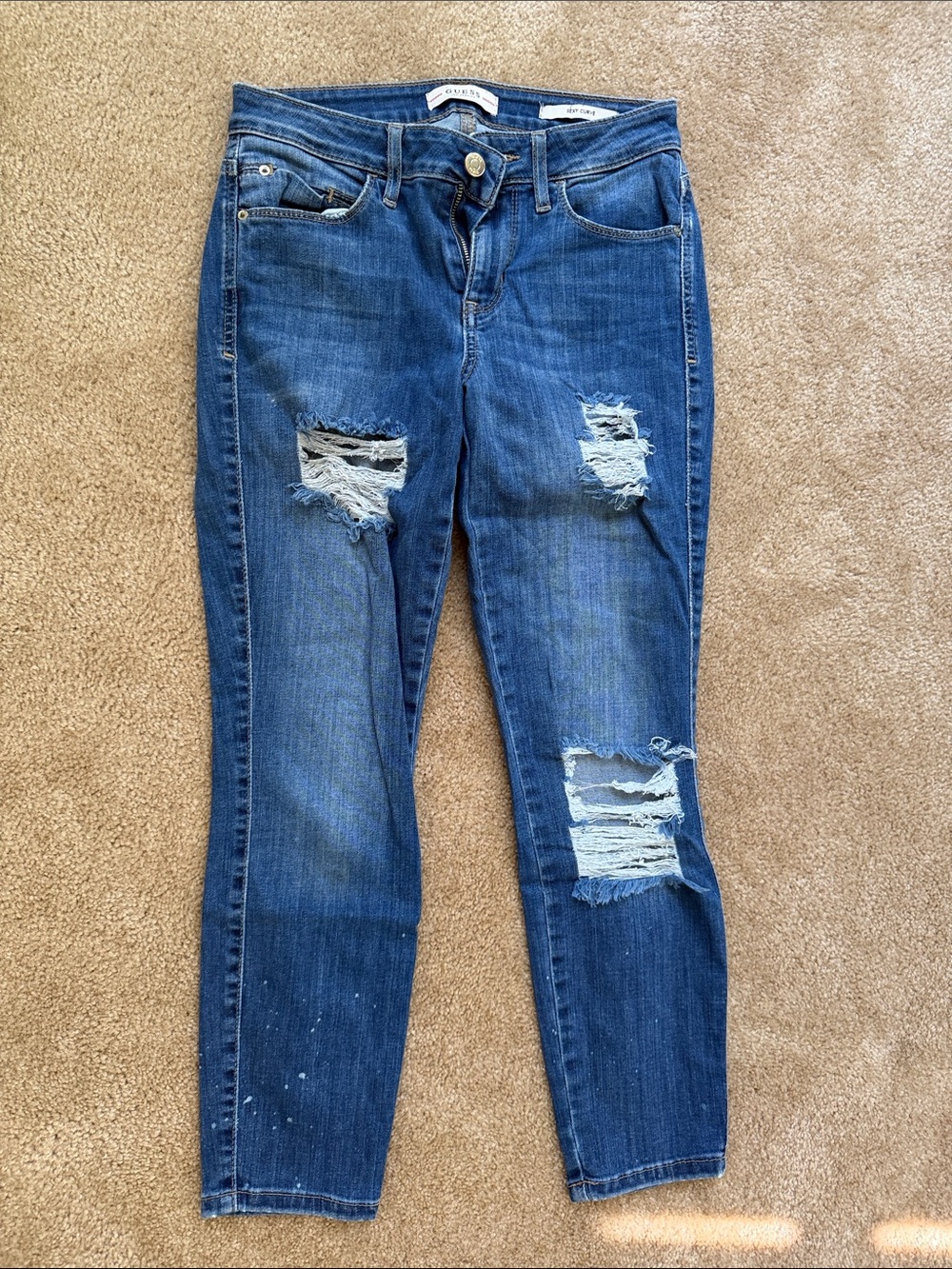 Guess Dark Blue Ripped Skinny Jeans